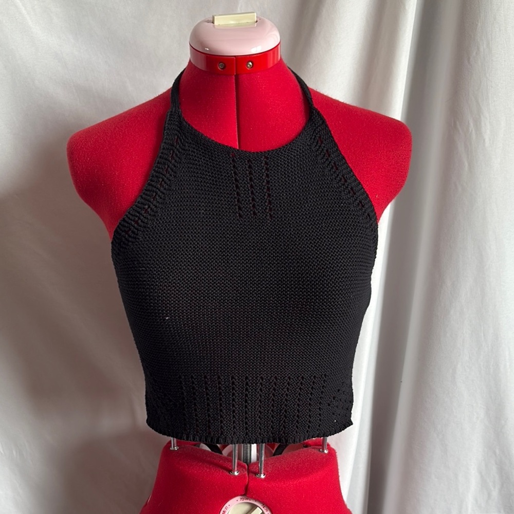 Garage Black Knit Halter Top